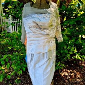 Elegant Silver Dress with Floral Embellishments